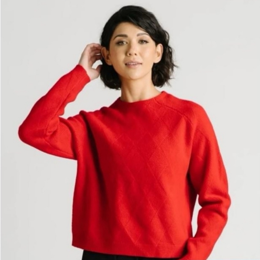 ZYIA Vibrant Red Crew Neck Sweater